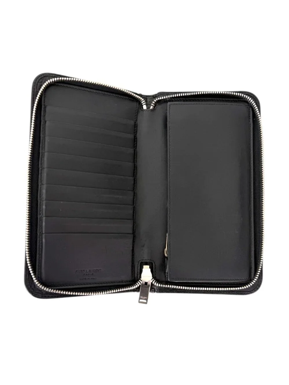 Saint Laurent Black Crocodile-Embossed Paris Zip Around Wallet